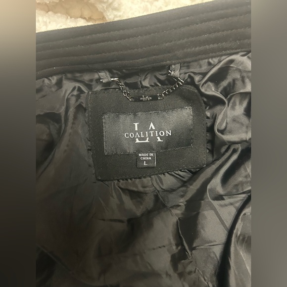 Coalition LA Black Faux Suede Moto Jacket Size L - Picture 10 of 10